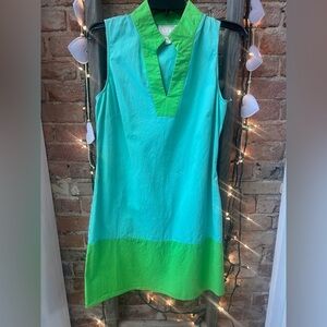 Sail to Sable Color Block Turquoise and Green Dress